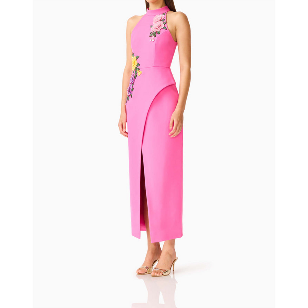 Elliatt Laurentia Halter Maxi Dress in Fuchsia Pink