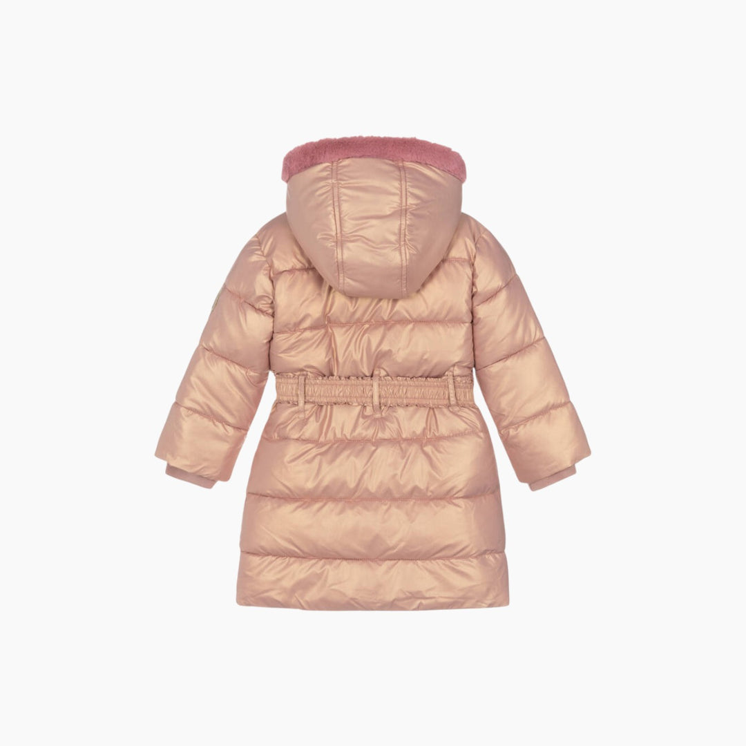Le Chic Girls Pink Puffer Coat with Bag Belt - HUNA