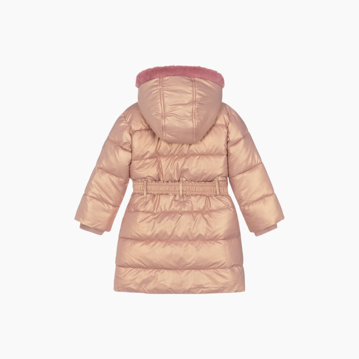 Le Chic Girls Pink Puffer Coat with Bag Belt - HUNA