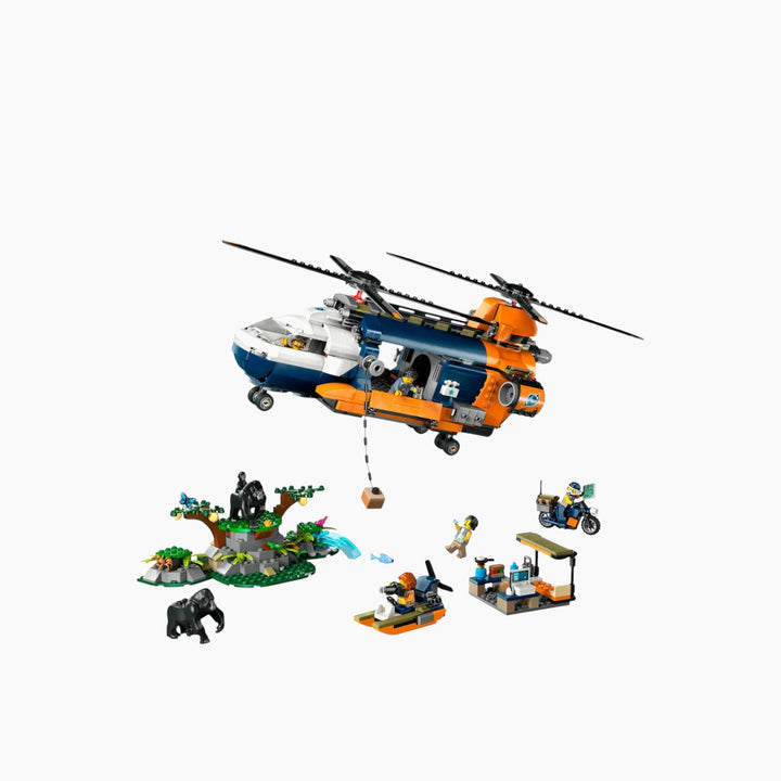 Lego City Jungle Explorer Helicopter At Base Camp Set