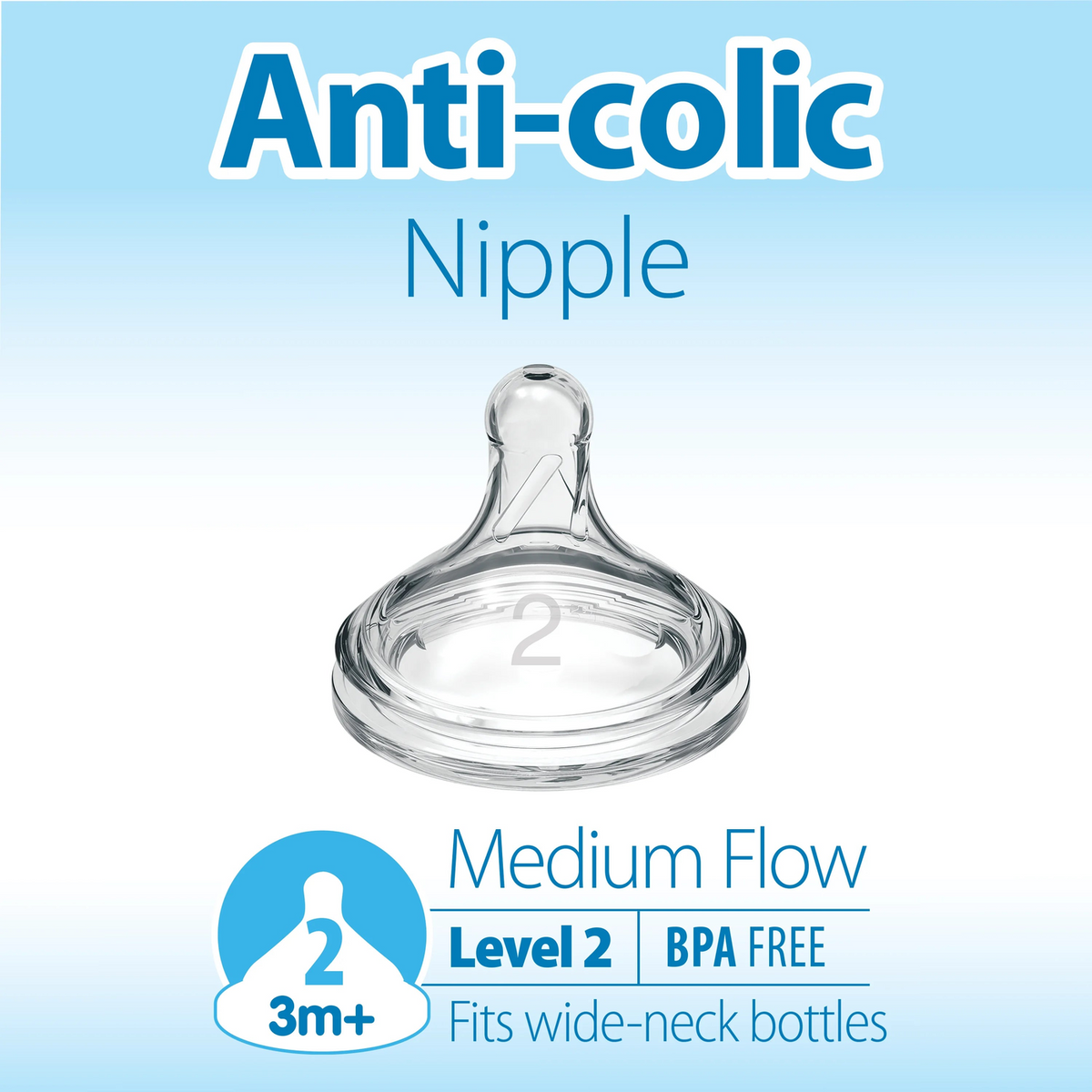 Dr Brown's wide neck Level 2 nipples, 2 pack
