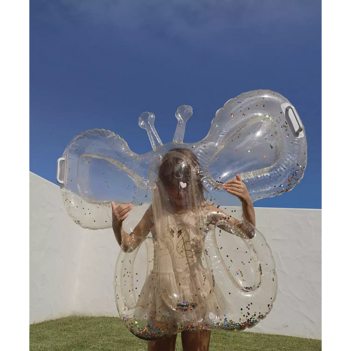 SunnyLife butterfly-shaped pool float with glitter