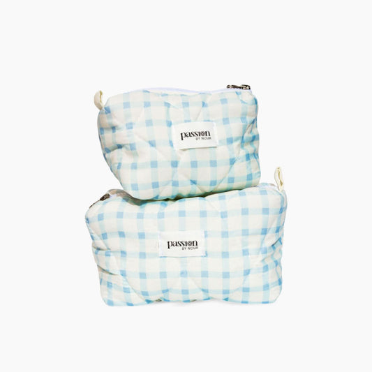 Light Blue Checkered Pouch