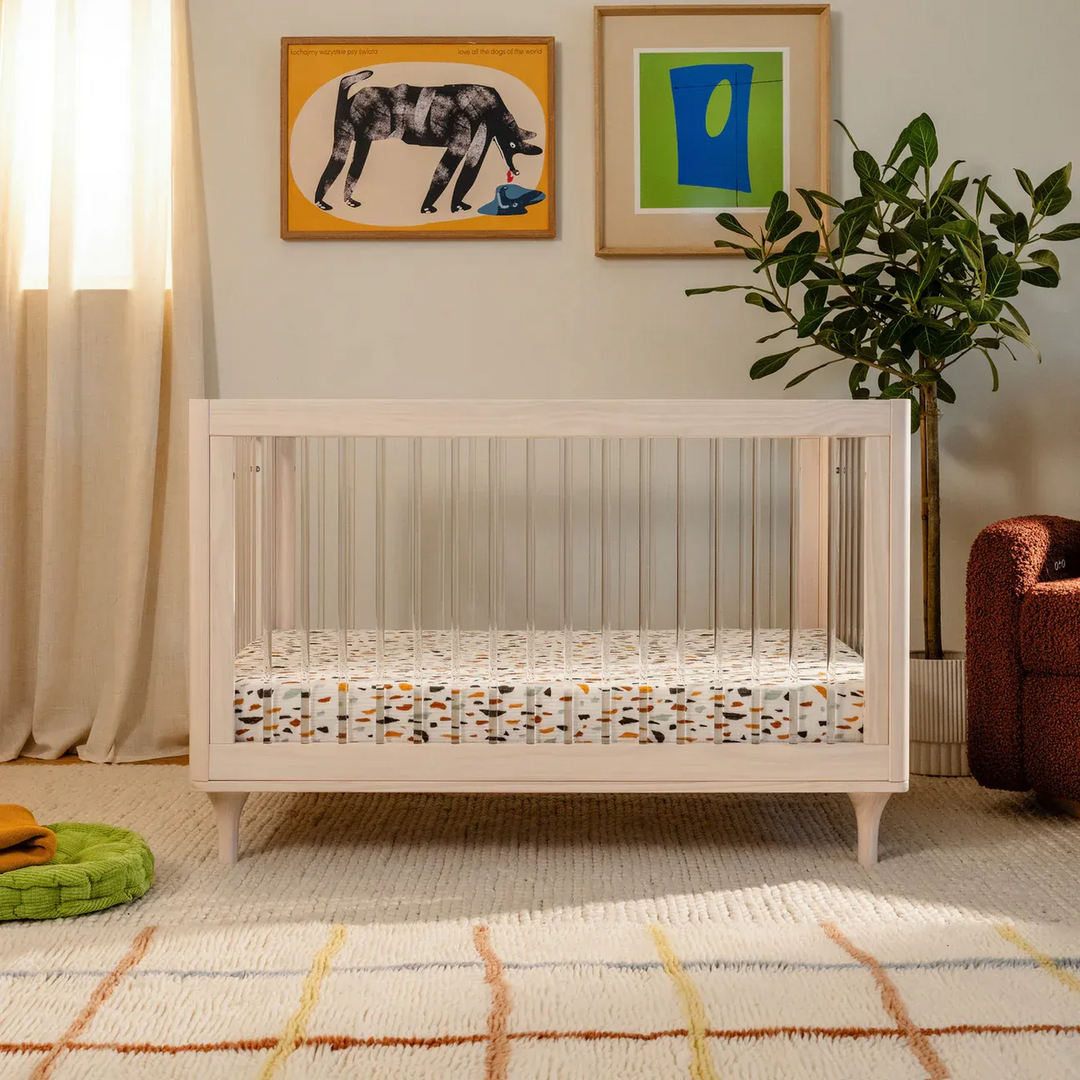 Babyletto Lolly 3-in-1 Convertible Crib - Washed Natural / Acrylic - HUNA