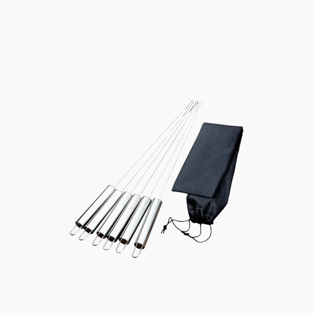 Long Stainless Steel Flat BBQ Skewer Set