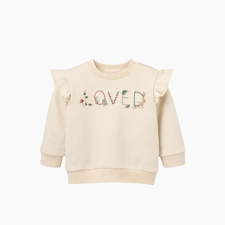 Elegant Baby "Loved" Flutter Sleeve Pullover