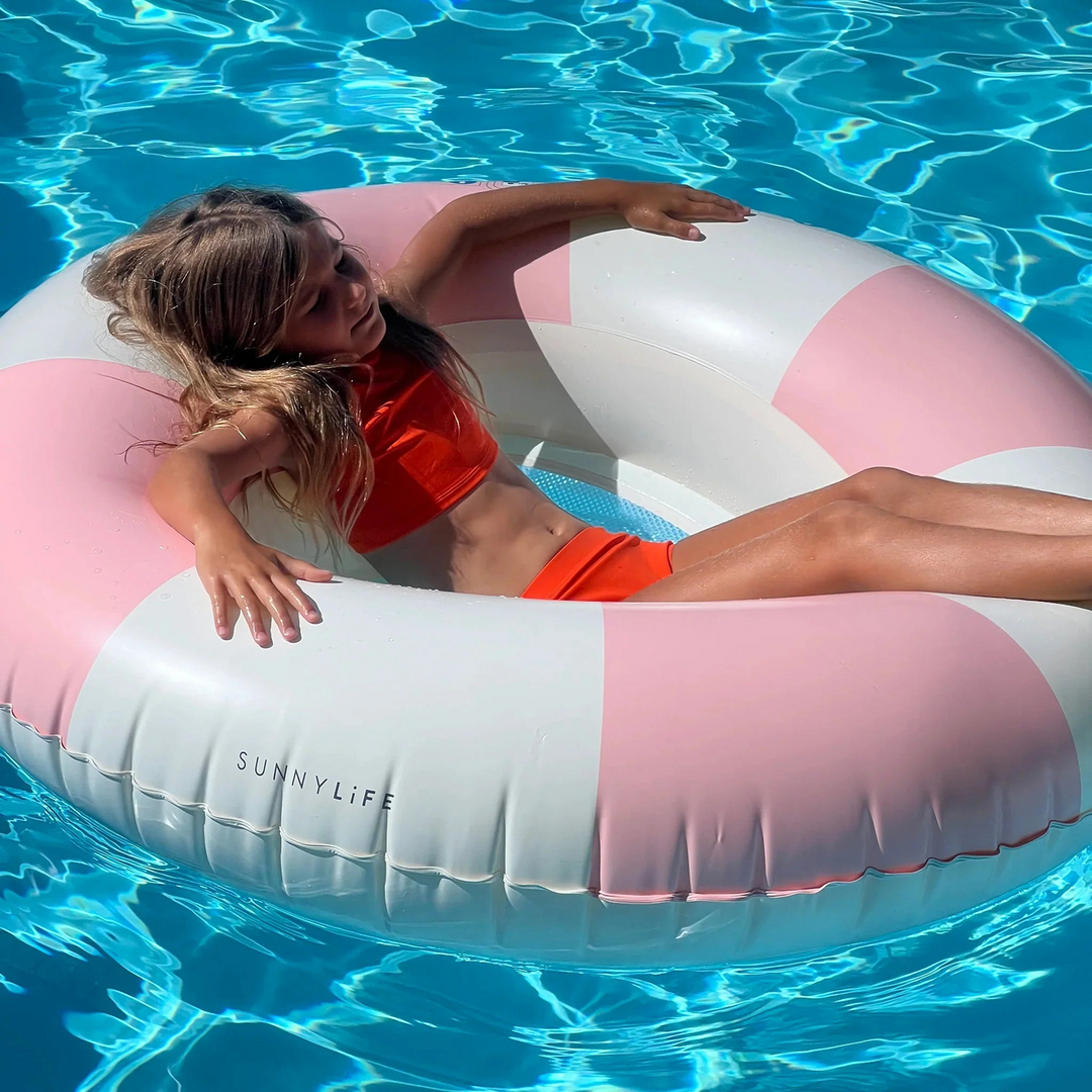SunnyLife Luxe Pool Ring in Stole My Heart Pink Stripe