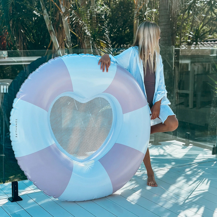 SunnyLife Luxe Pool Ring in Stole My Heart Pink Stripe