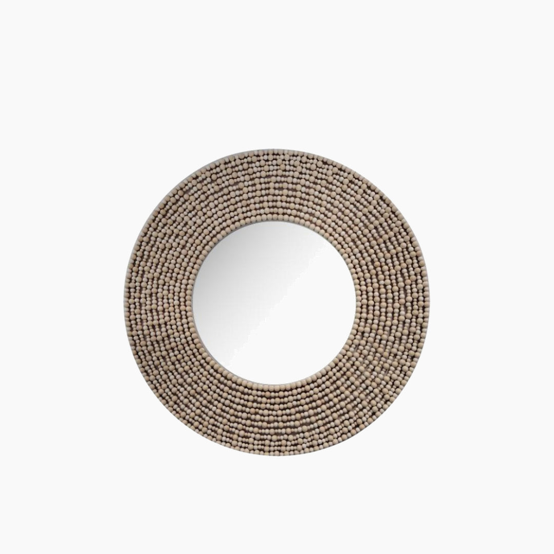 Round Mirror with Beaded Frame - 90 × 3.5 cm Diameter