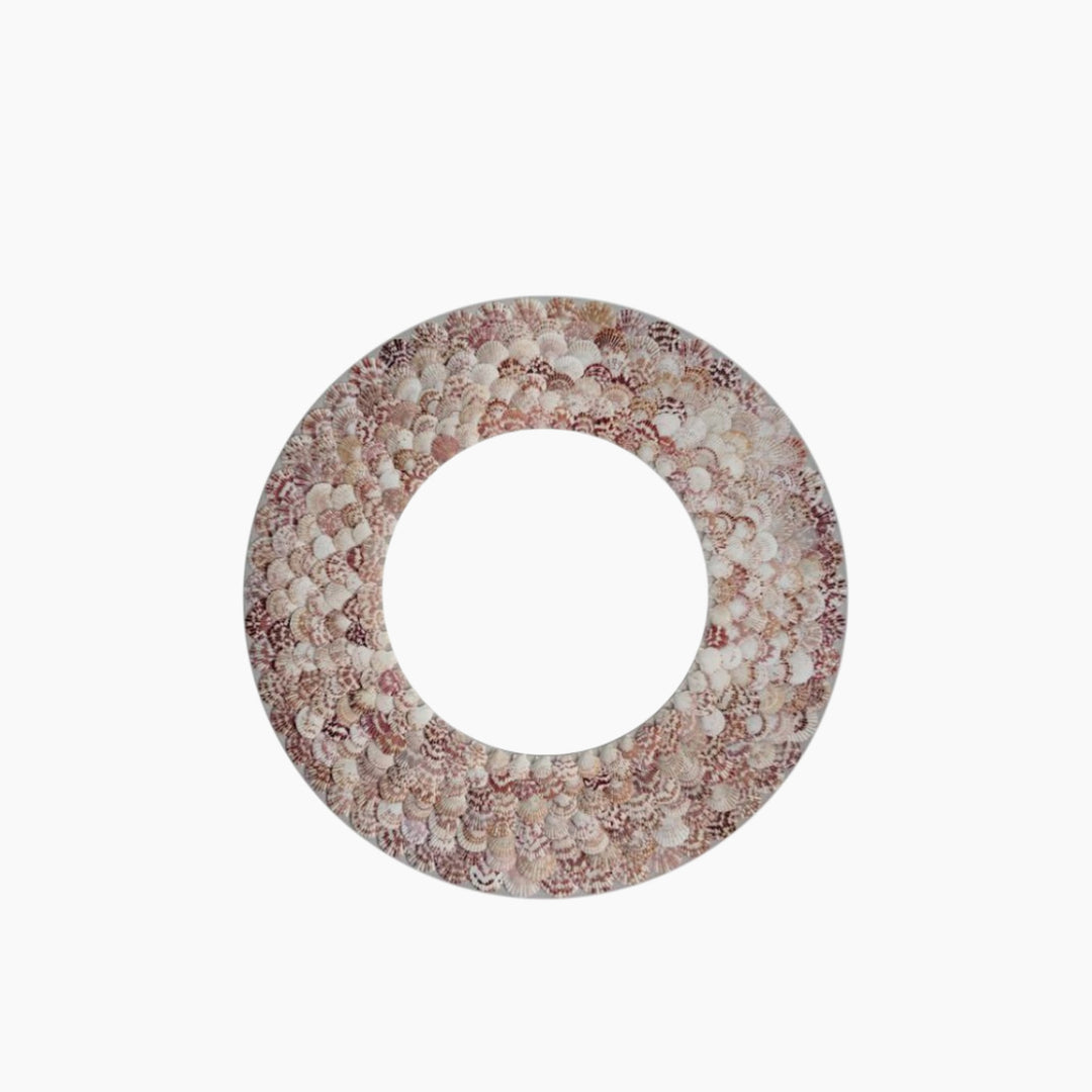 Round Mirror with Seashell Frame - 90 × 3.5 cm