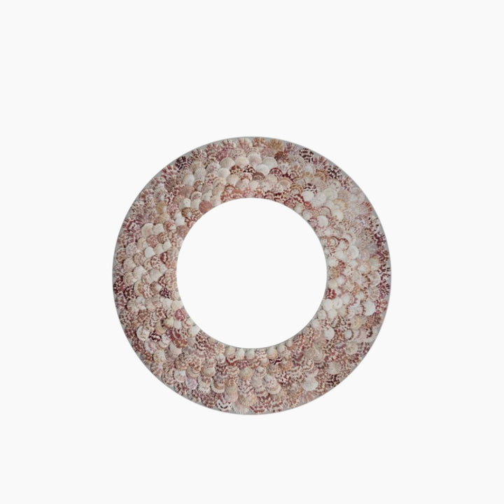 Round Mirror with Seashell Frame - 90 × 3.5 cm