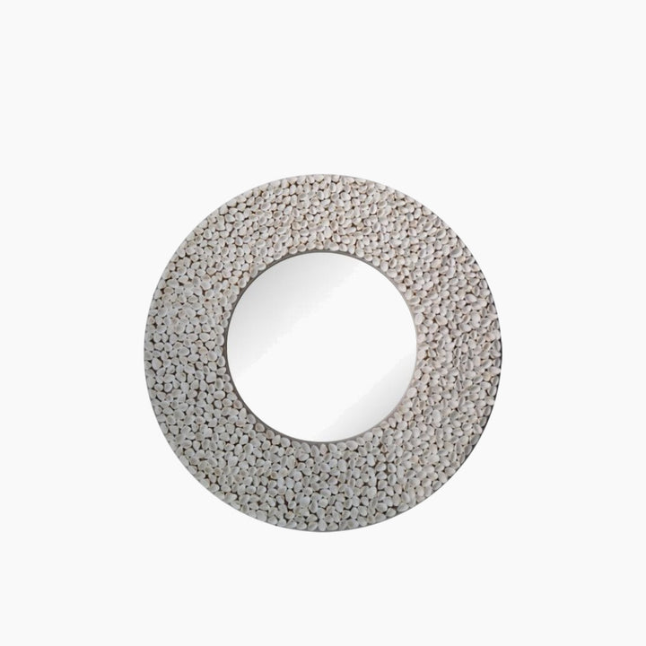 Round Mirror with Seashell Frame - 90 × 3.5 cm