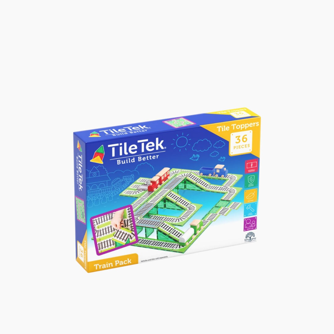 Tiletek Magnetic Tile Toppers Train Track Pack 36 pcs