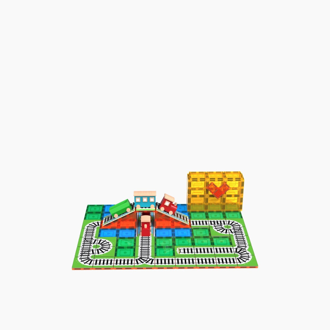 Tiletek Magnetic Tile Toppers Train Track Pack 36 pcs