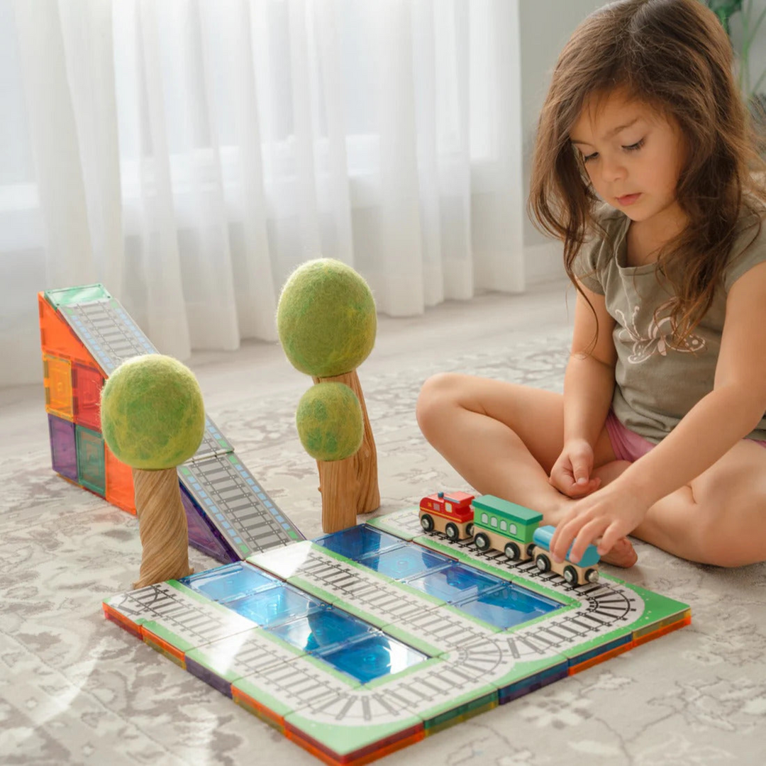Tiletek Magnetic Tile Toppers Train Track Pack 36 pcs