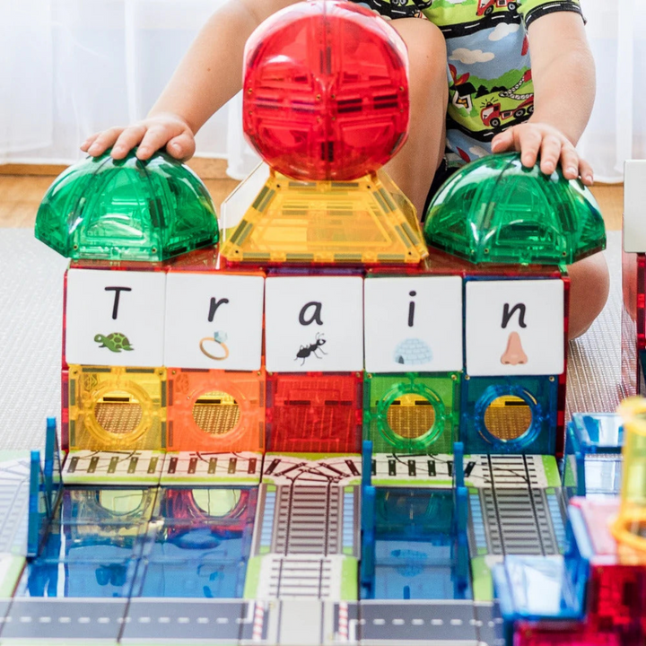 Tiletek Magnetic Tile Toppers Train Track Pack 36 pcs