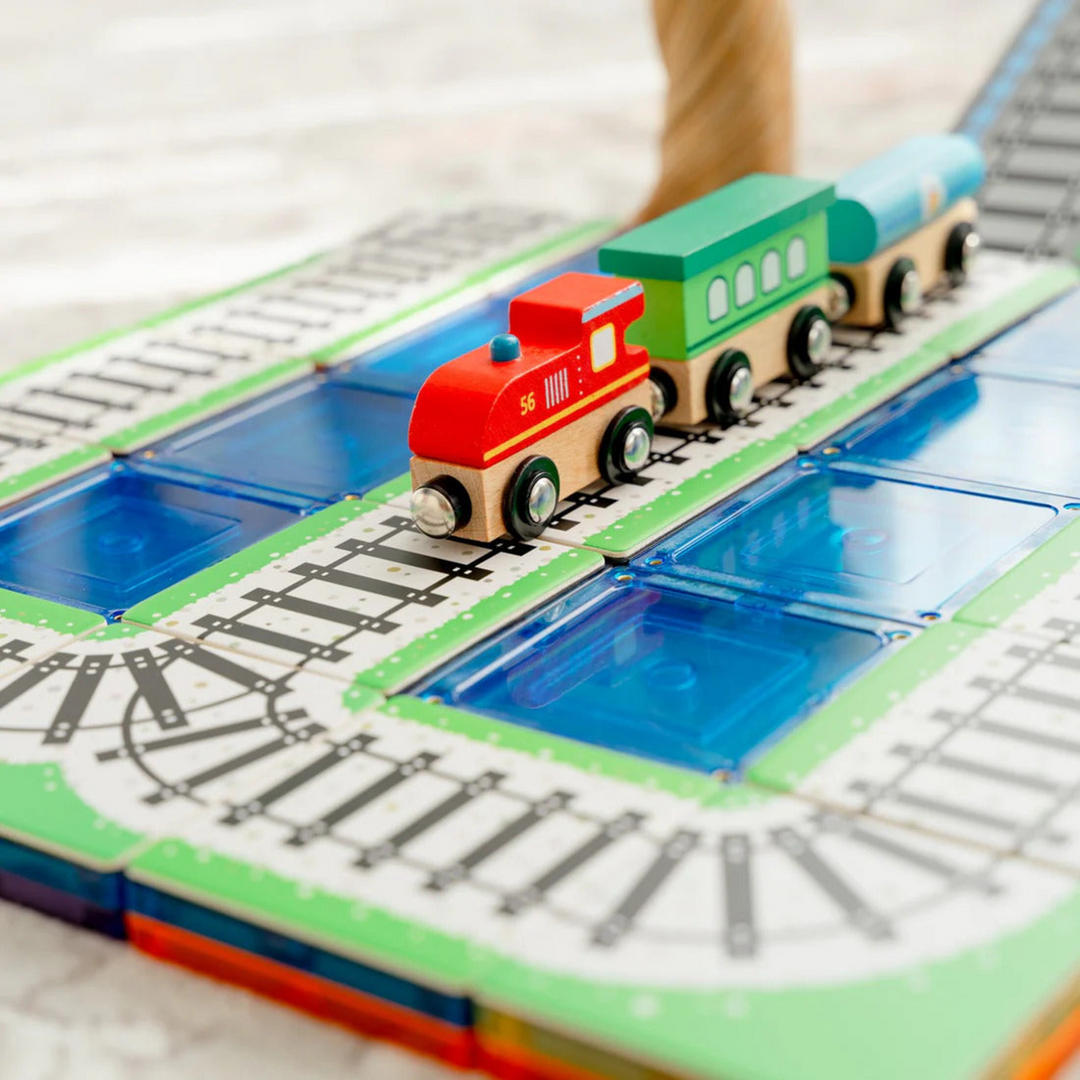 Tiletek Magnetic Tile Toppers Train Track Pack 36 pcs