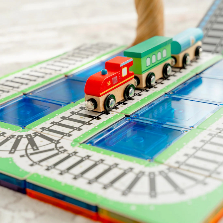 Tiletek Magnetic Tile Toppers Train Track Pack 36 pcs