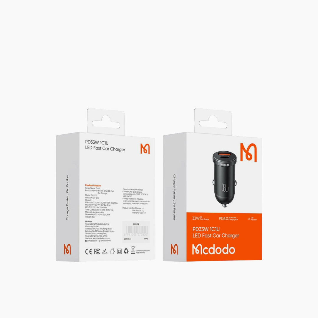 MCDODO 232 Dual Port Metal Car Charger (33W)