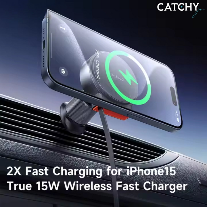 MCDODO 300 AirVent Magnetic Wireless Car Charger With Hidden Telescopic Cable (15W)
