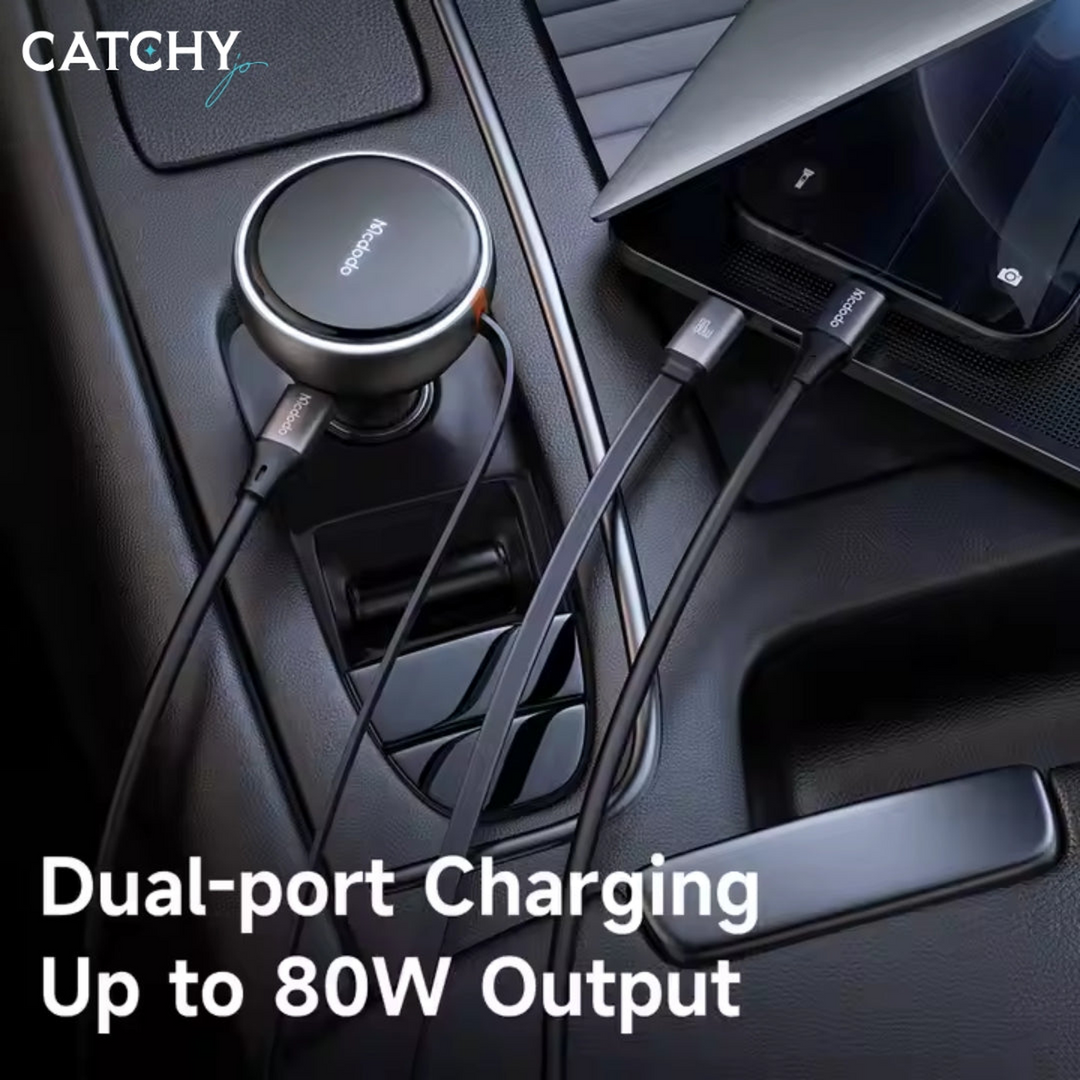 MCDODO 485 Car Charger With Type-C Retractable Cable (80W)