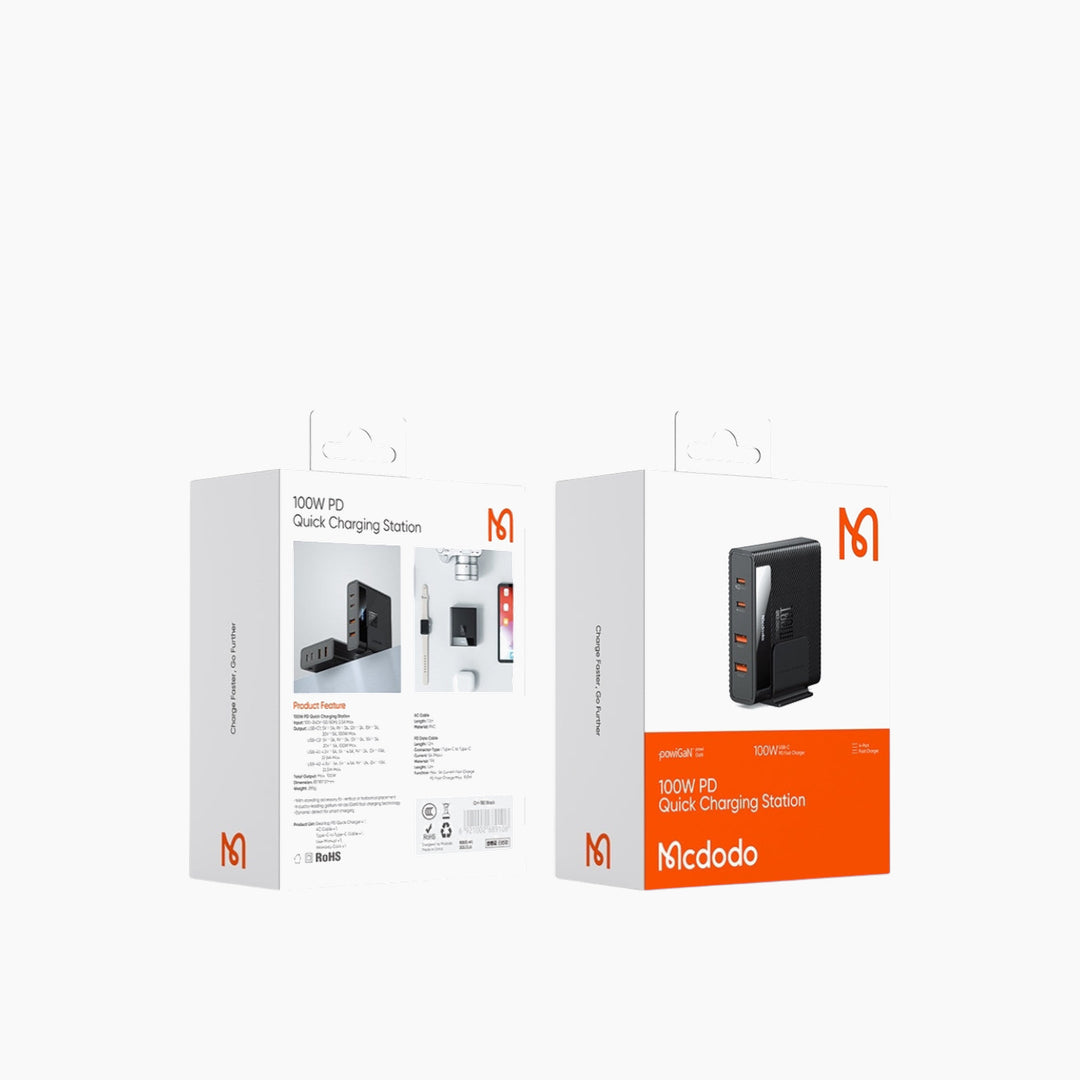 MCDODO 100W GaN fast charging adapter with standing accessory