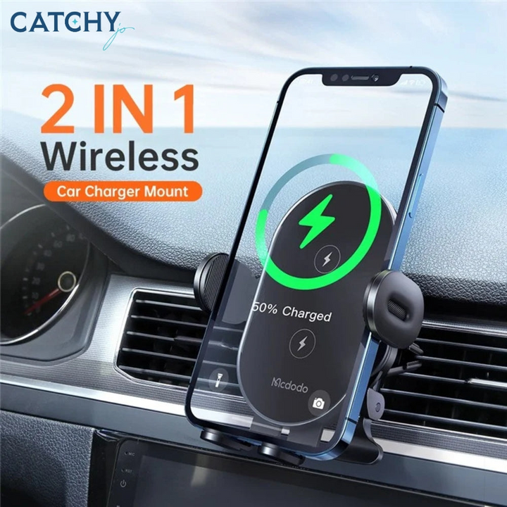 MCDODO 2 in 1 wireless charger car mount with 15W charging