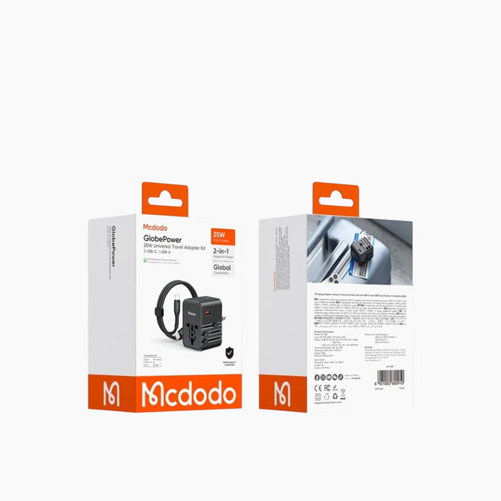 MCDODO CP-3260 25W travel adapter with 2 USB-C and 1 USB-A ports