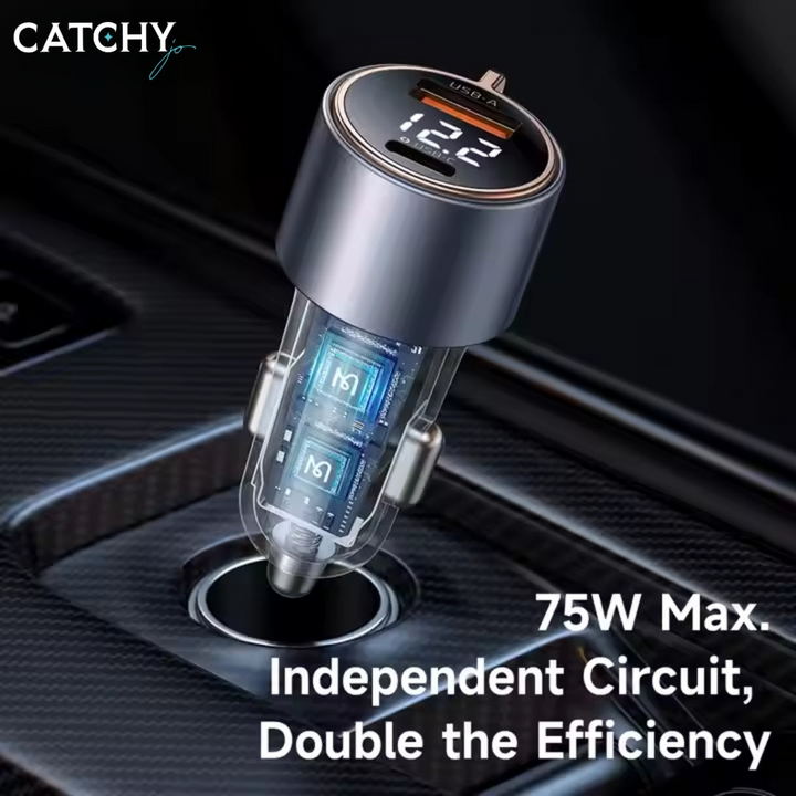 MCDODO Digital Display USB-C + USB Car Charger (75W)
