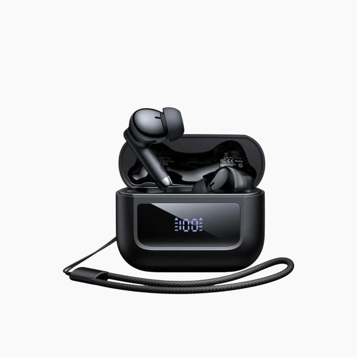 MCDODO TWS earbuds with digital display and lanyard