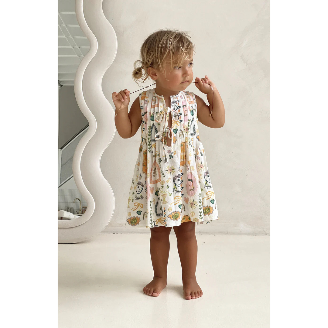 Noni The Label Meditessa Pleat Front Tie Dress in size 2 years