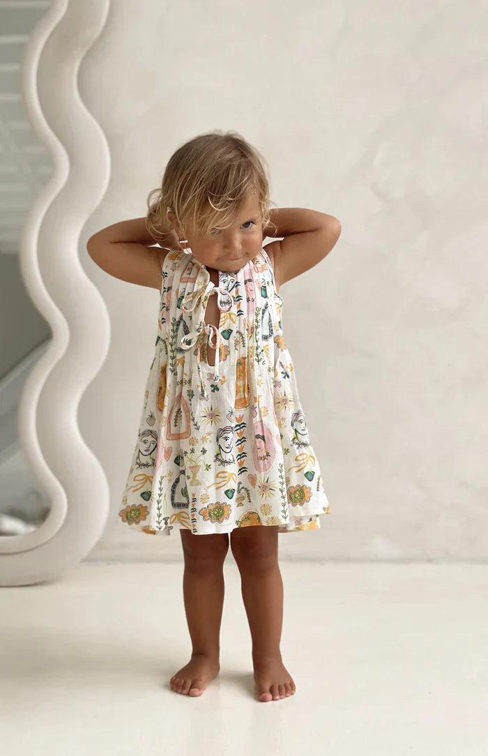 Noni The Label Meditessa Pleat Front Tie Dress in size 2 years