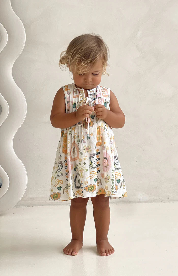 Noni The Label Meditessa Pleat Front Tie Dress in size 2 years
