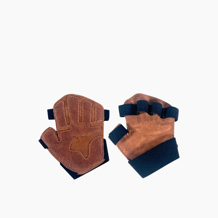 META TRAINING GLOVES, small, fingerless cowhide leather with non-slip palm pads
