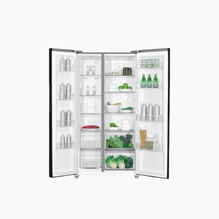 METALUX Side-by-Side Fridge 442L Glass Black