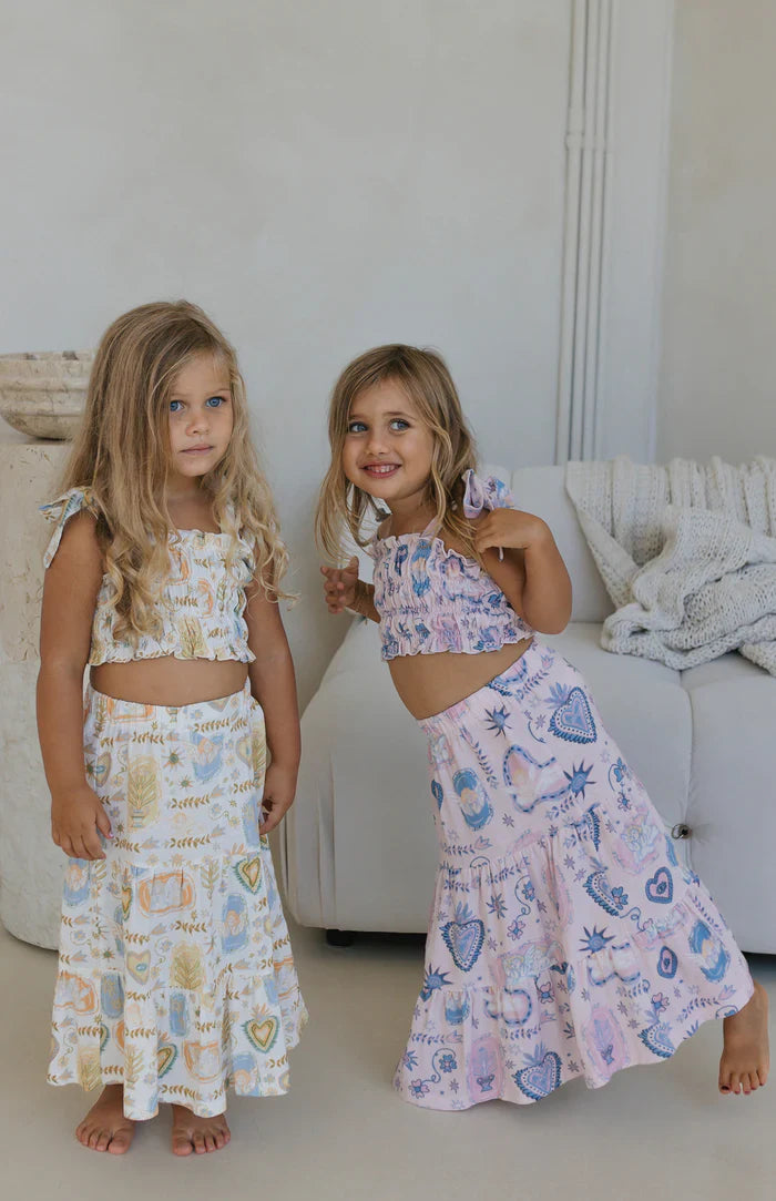 Noni The Label Mimi Crop &amp; Skirt Set - Pink Amorette - HUNA