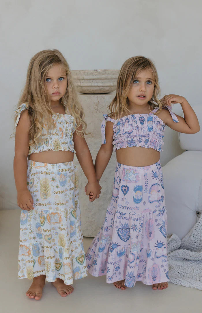 Noni The Label Mimi Crop &amp; Skirt Set - Pink Amorette - HUNA