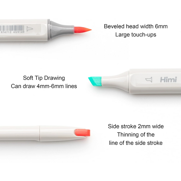 Himi Miya-CC Alcohol Marker Pen Set - Chisel and Fine Tip