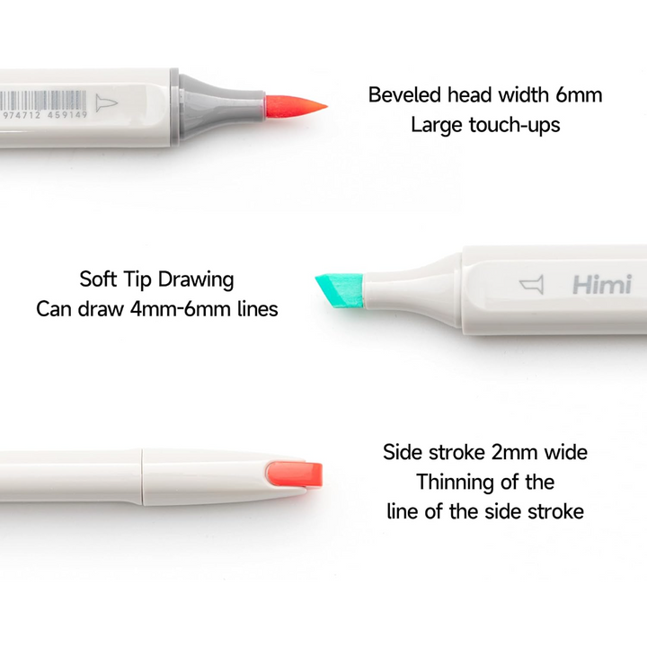 Himi Miya-CC Alcohol Marker Pen Set - Chisel and Fine Tip