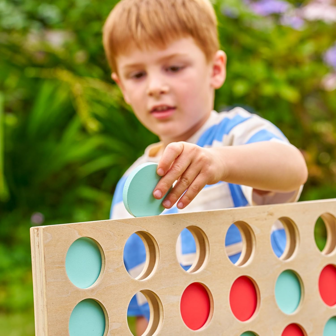 Giant wooden 4 in a row game crafted from FSC-certified wood