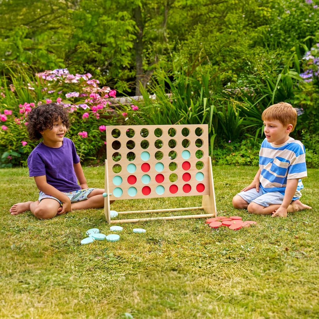 Giant wooden 4 in a row game crafted from FSC-certified wood