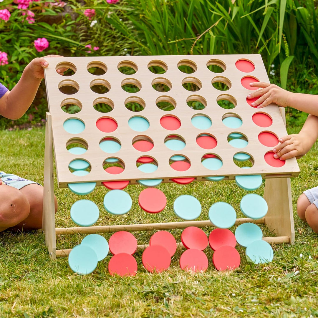 Giant wooden 4 in a row game crafted from FSC-certified wood