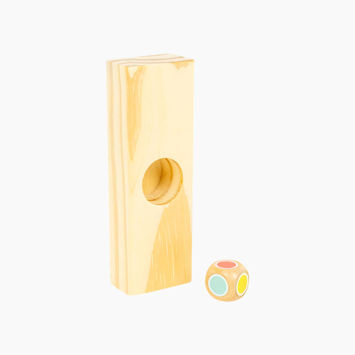 Wooden giant tumble tower lawn game