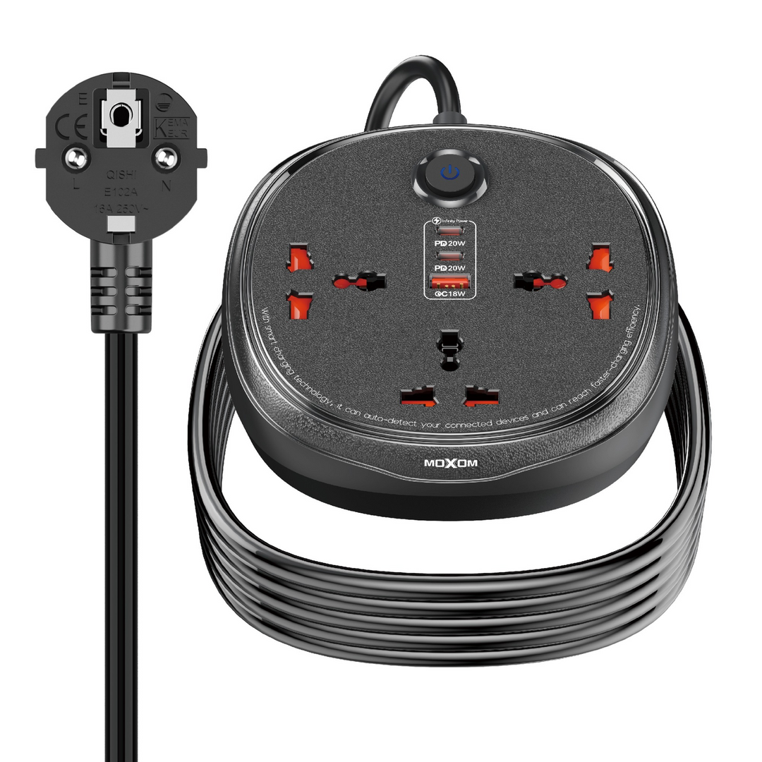 MOXOM 6-in-1 Charging &amp; Power Socket with 3 m Cord