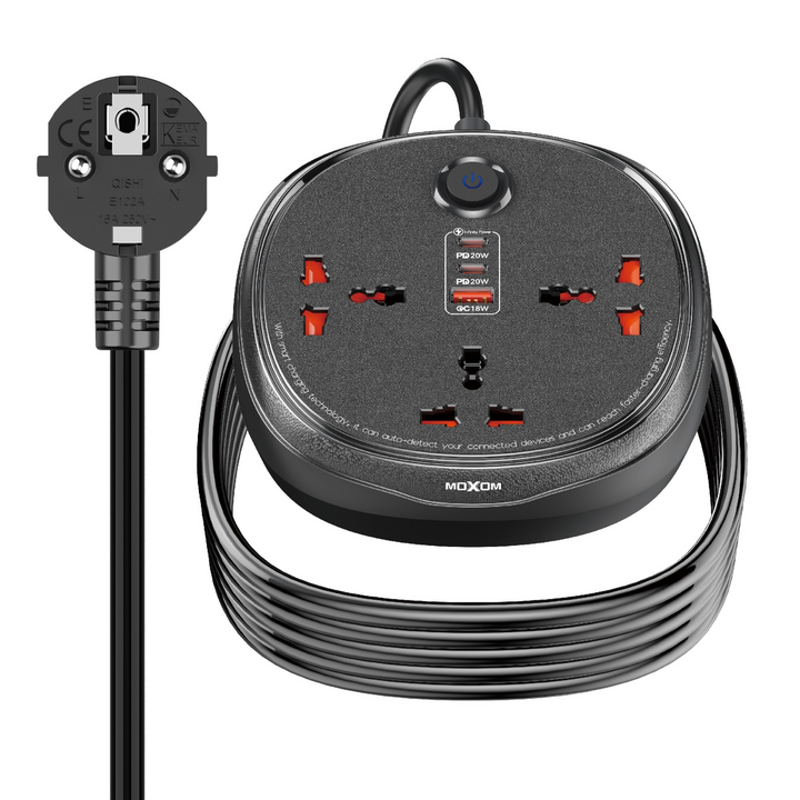 MOXOM 6-in-1 Charging &amp; Power Socket with 3 m Cord