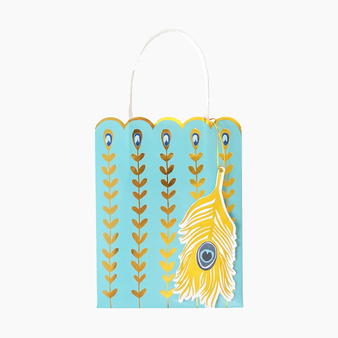 Ma Fete Peacock Feather Gift Bag - Set of 4