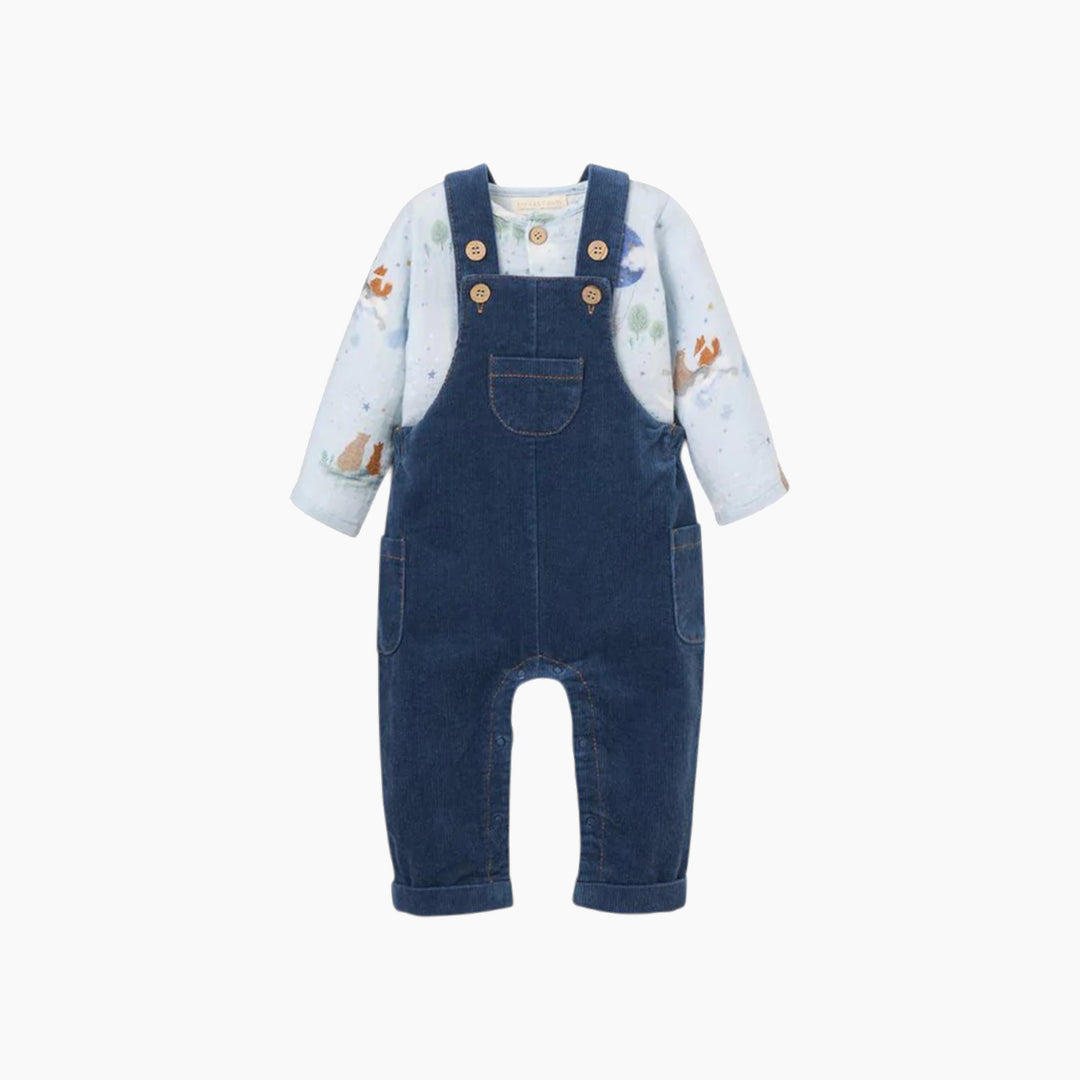 Elegant Baby Magical Adventure Muslin Print Top Corduroy Overall