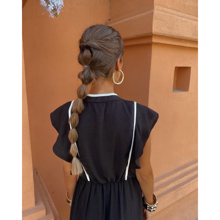Mandarin Trim Linen Maxi Dress
