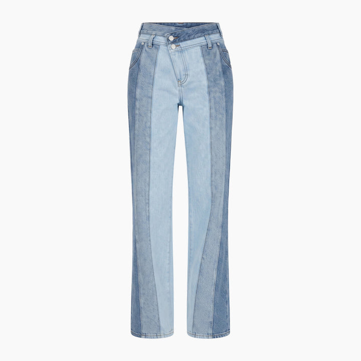 Manière De Voir Jacinda Colour Block Denim Jeans Mid Blue