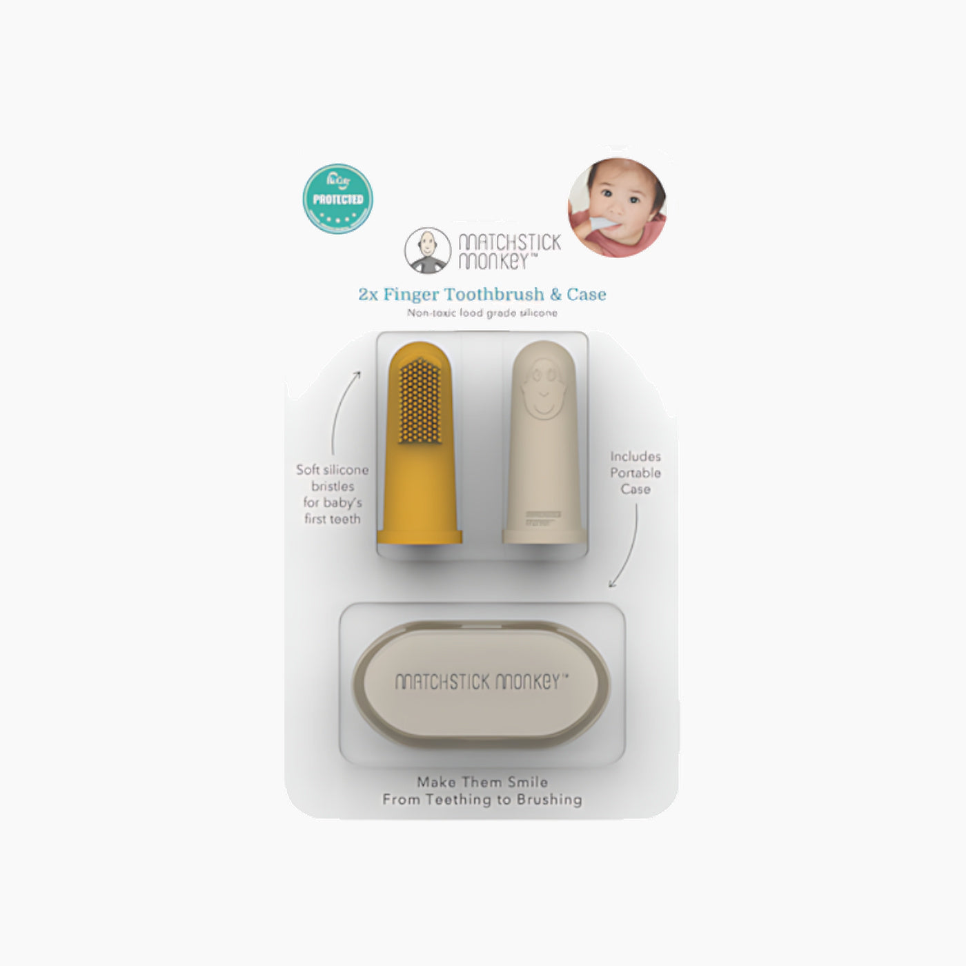 Matchstick Monkey 2x Finger Toothbrush